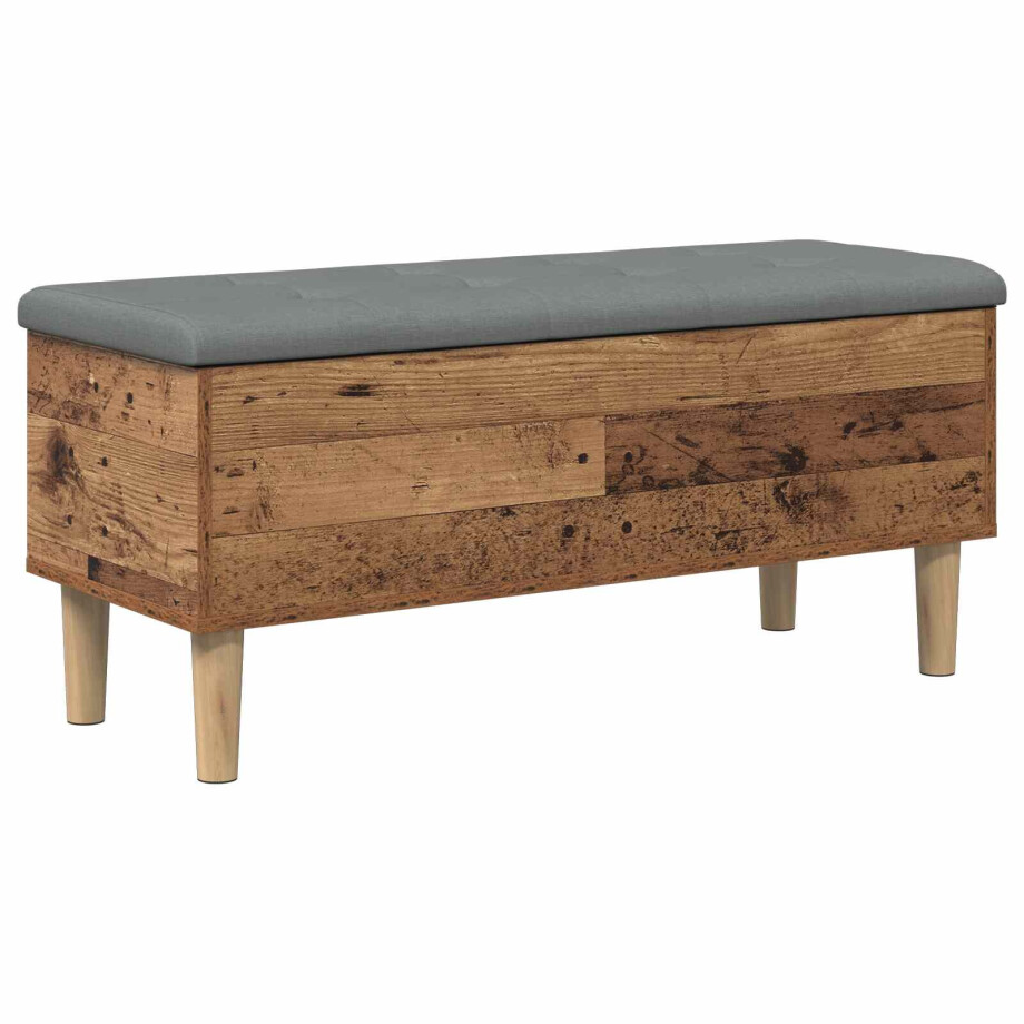 vidaXL Opbergbank met kussen Eikenhout 102 x 42 x 46 cm Bewerkt hout vidaXL Opbergbank met kussen Eikenhout 102 x 42 x 46 cm Bewerkt hout afbeelding 1