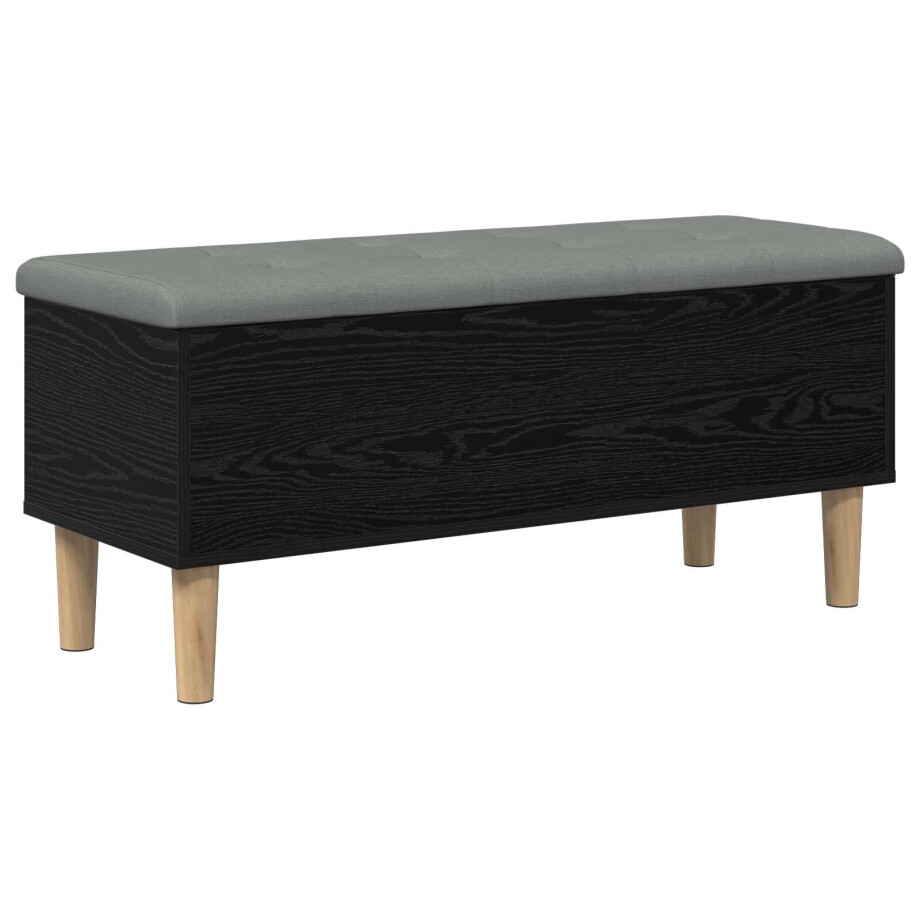 vidaXL Opbergbank met kussen Zwart eiken 102 x 42 x 46 cm Bewerkt hout vidaXL Opbergbank met kussen Zwart eiken 102 x 42 x 46 cm Bewerkt hout afbeelding 1