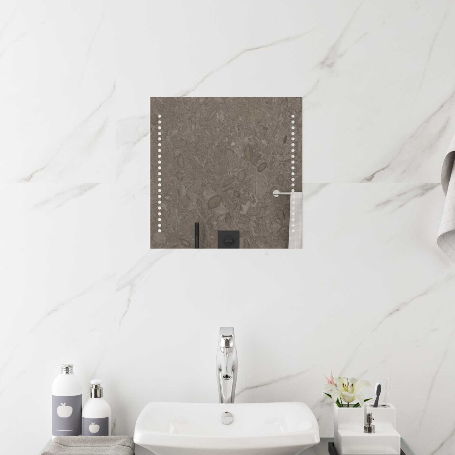 vidaXL LED Badkamer Spiegel Transparant 40 x 40 cm gehard glas afbeelding 1