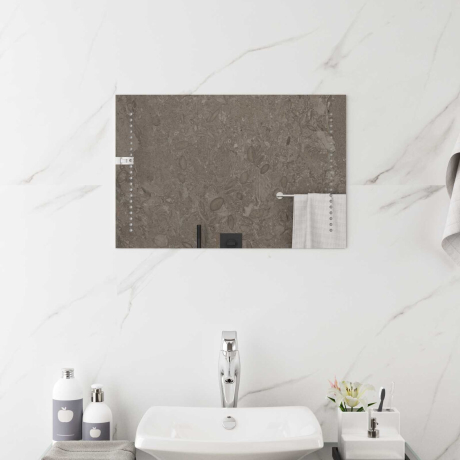 vidaXL LED Badkamer Spiegel Doorzichtig 60 x 40 cm gehard glas afbeelding 1