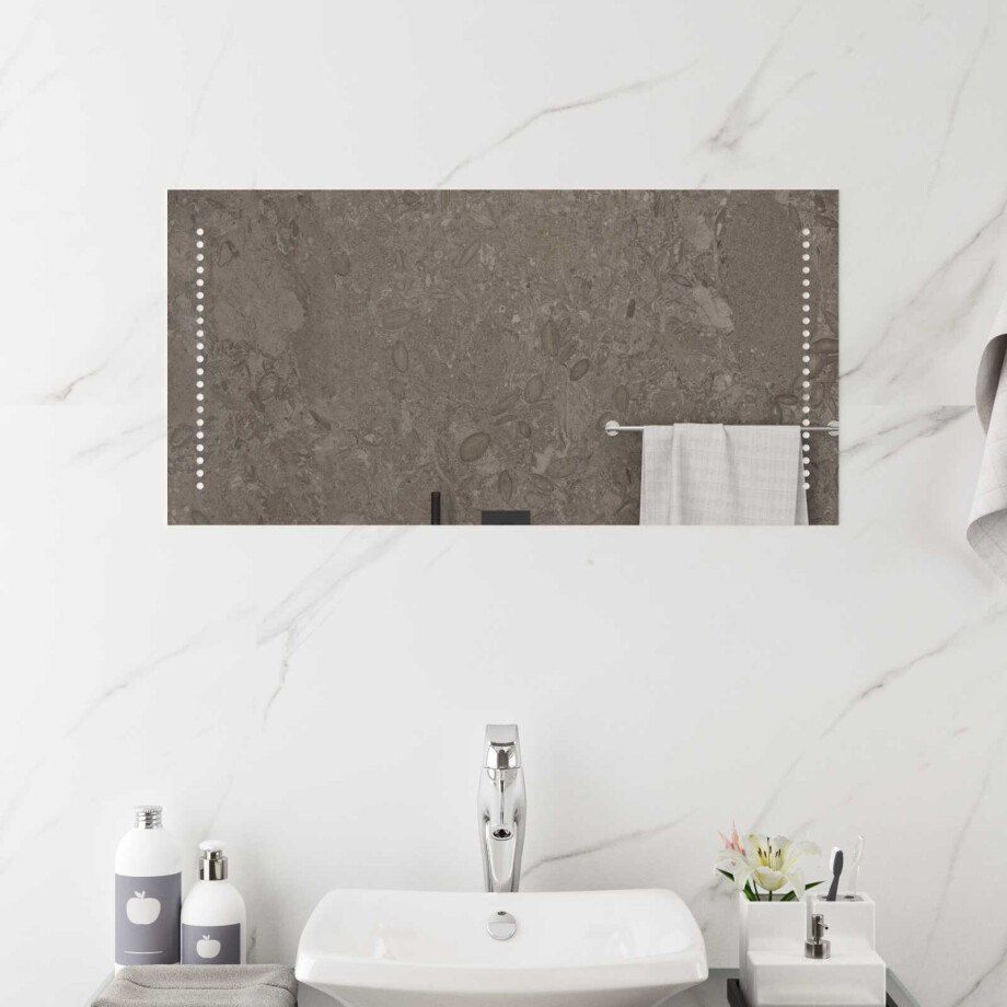 vidaXL LED Badkamer Spiegel Doorzichtig 80 x 40 cm gehard glas afbeelding 1