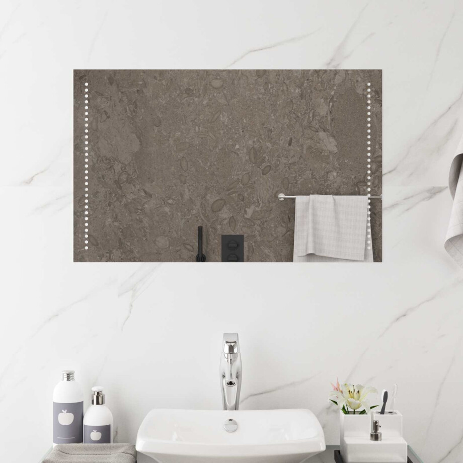 vidaXL LED Badkamer Spiegel Doorzichtig 80 x 50 cm gehard glas afbeelding 1