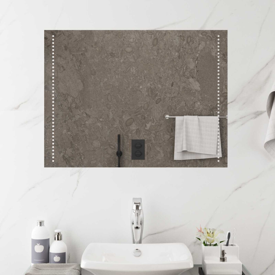 vidaXL LED Badkamer Spiegel Doorzichtig 80 x 60 cm gehard glas afbeelding 1
