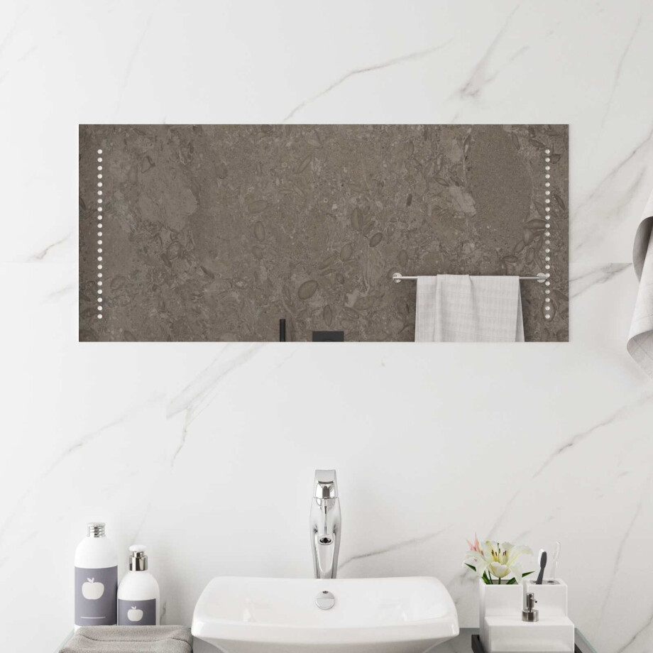 vidaXL LED Badkamer Spiegel Doorzichtig 90 x 40 cm gehard glas afbeelding 1
