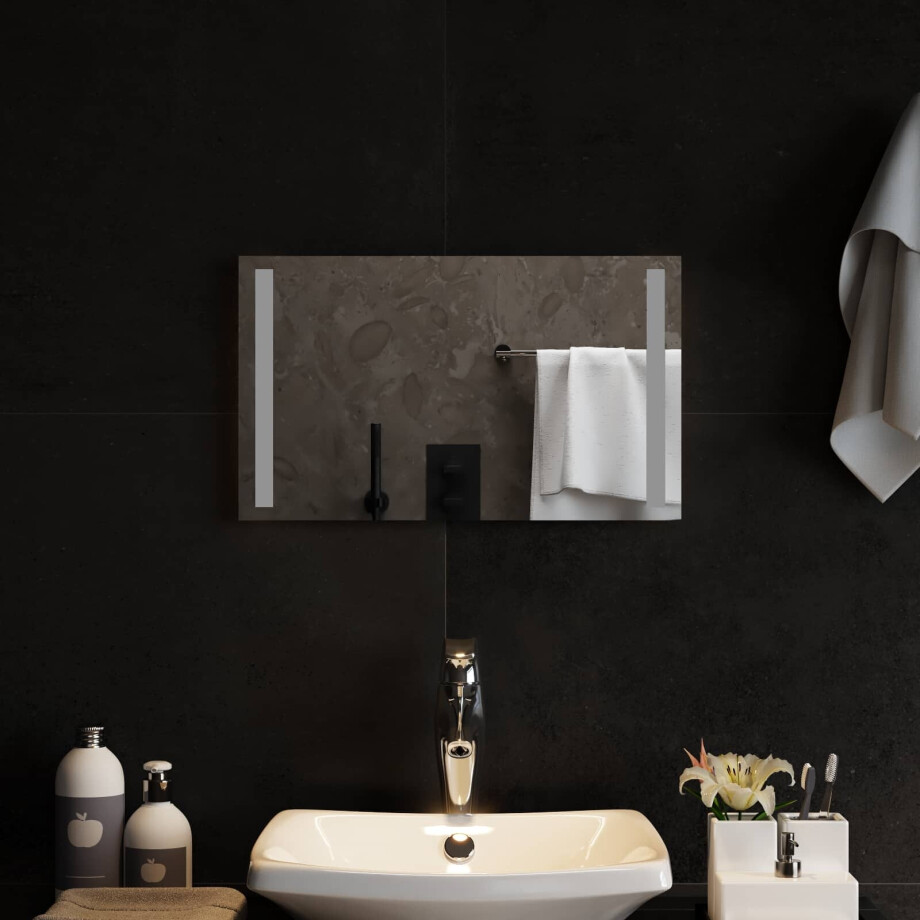 vidaXL LED Badkamer Spiegel Transparant 50 x 30 cm gehard glas afbeelding 1