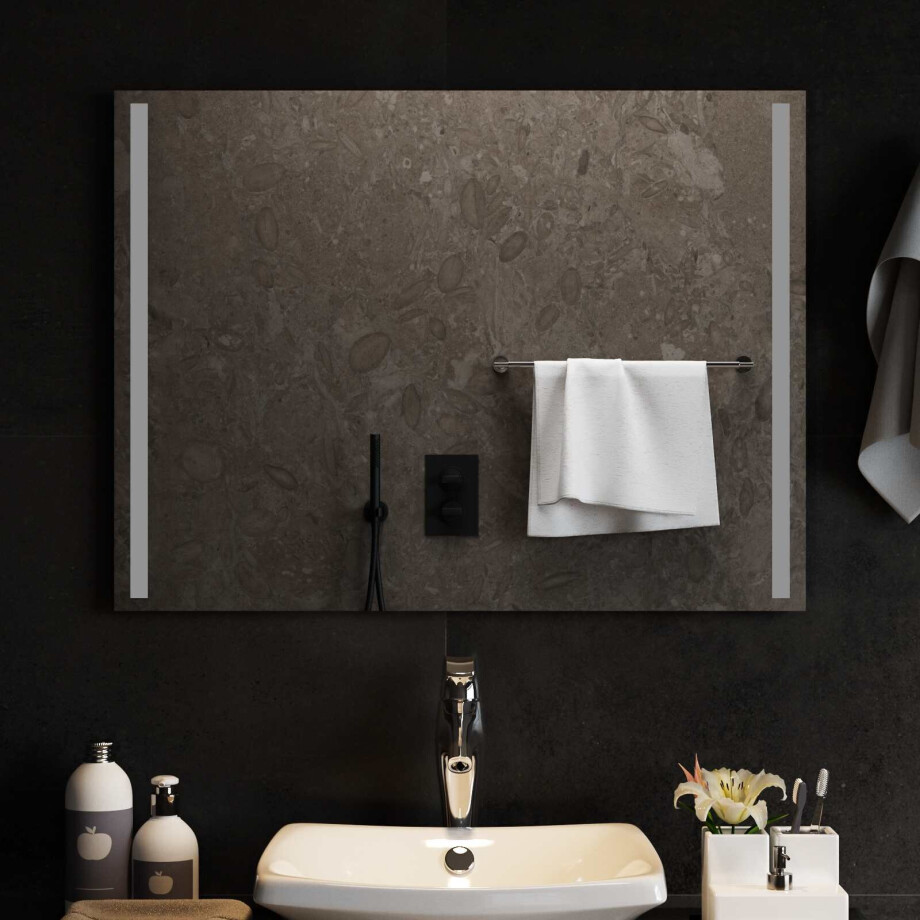 vidaXL LED Badkamer Spiegel Transparant 80 x 60 cm gehard glas afbeelding 1