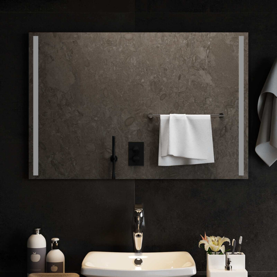 vidaXL LED Badkamer Spiegel Transparant 90 x 60 cm gehard glas afbeelding 1