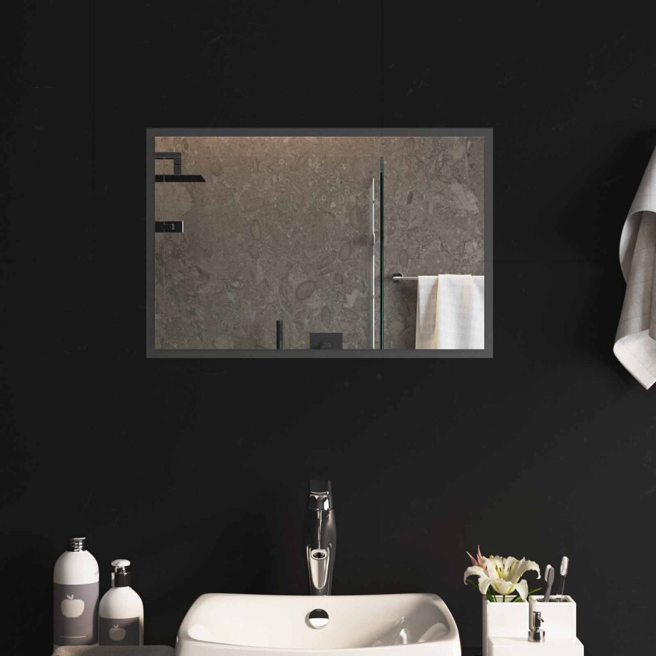 vidaXL LED Badkamer Spiegel Transparant 60 x 40 cm gehard glas afbeelding 1