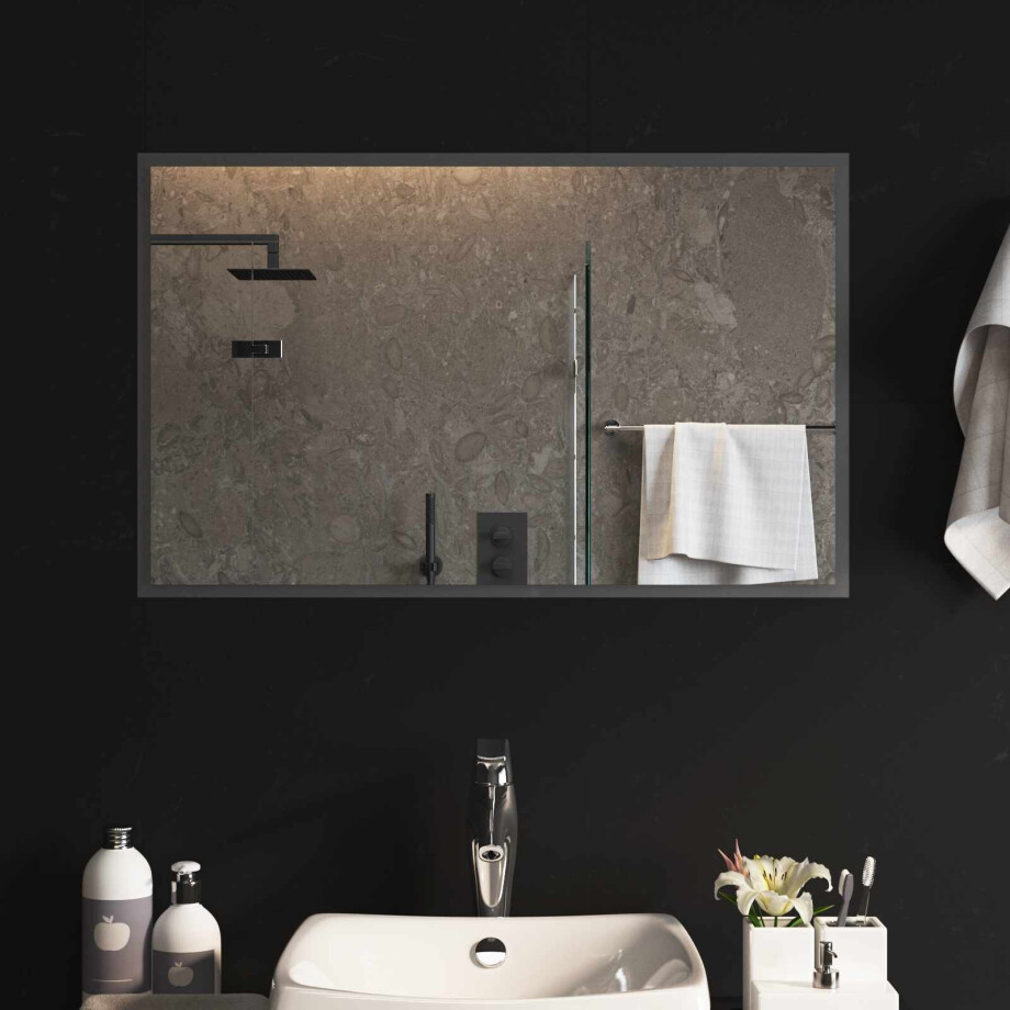 vidaXL LED Badkamer Spiegel Transparant 80 x 50 cm gehard glas afbeelding 1