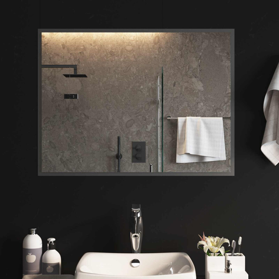 vidaXL LED Badkamer Spiegel Transparant 80 x 60 cm gehard glas afbeelding 1