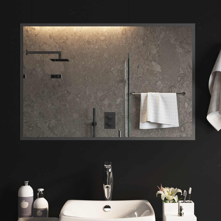 vidaXL LED Badkamer Spiegel Transparant 90 x 60 cm gehard glas afbeelding 1