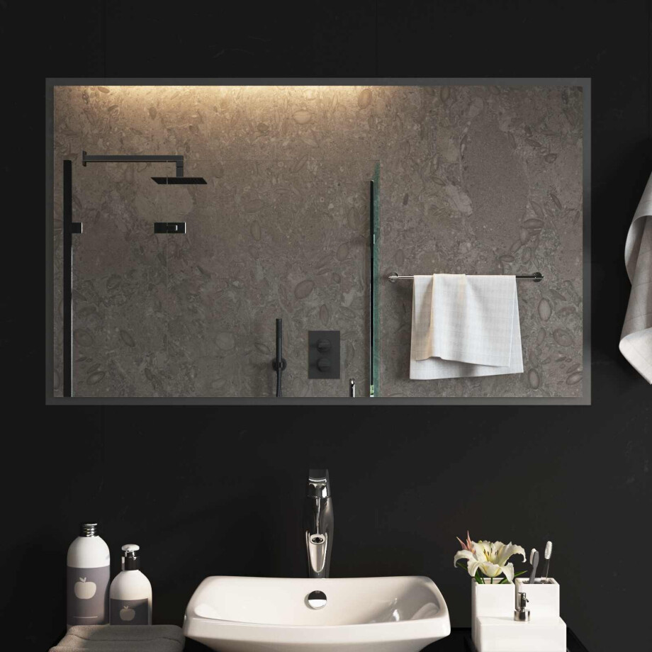 vidaXL LED Badkamer Spiegel Transparant 100 x 60 cm gehard glas afbeelding 1