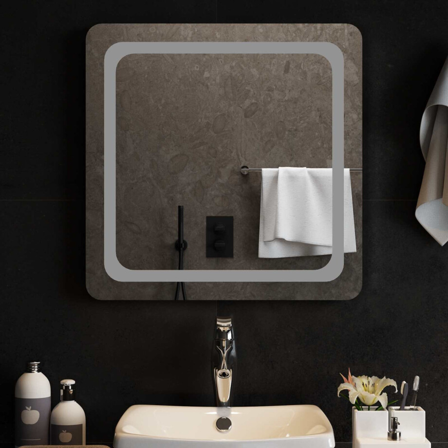 vidaXL LED Badkamer Spiegel Transparant 60 x 60 cm gehard glas afbeelding 1