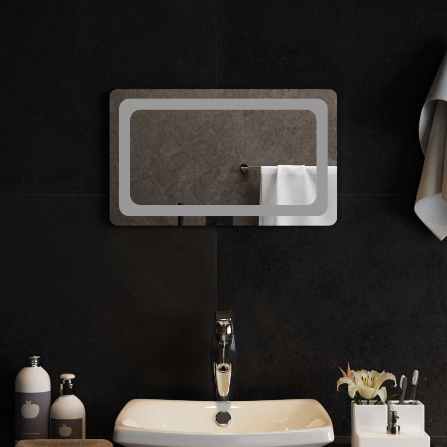 vidaXL LED Badkamer Spiegel Transparant 50 x 30 cm gehard glas afbeelding 1