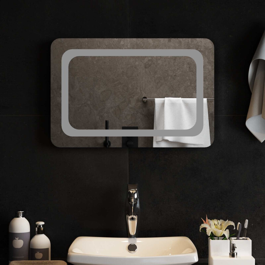 vidaXL LED Badkamer Spiegel Transparant 60 x 40 cm gehard glas vidaXL LED Badkamer Spiegel Transparant 60 x 40 cm gehard glas afbeelding 1
