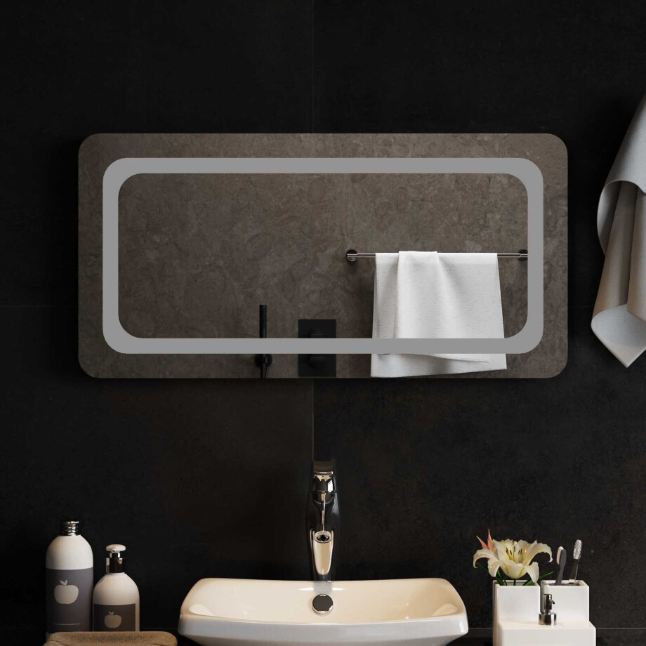 vidaXL LED Badkamer Spiegel Transparant 80 x 40 cm gehard glas afbeelding 1