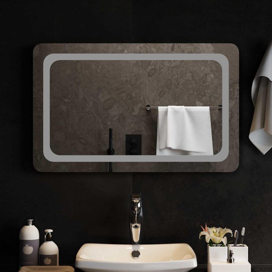 vidaXL LED Badkamer Spiegel Transparant 80 x 50 cm gehard glas afbeelding 1
