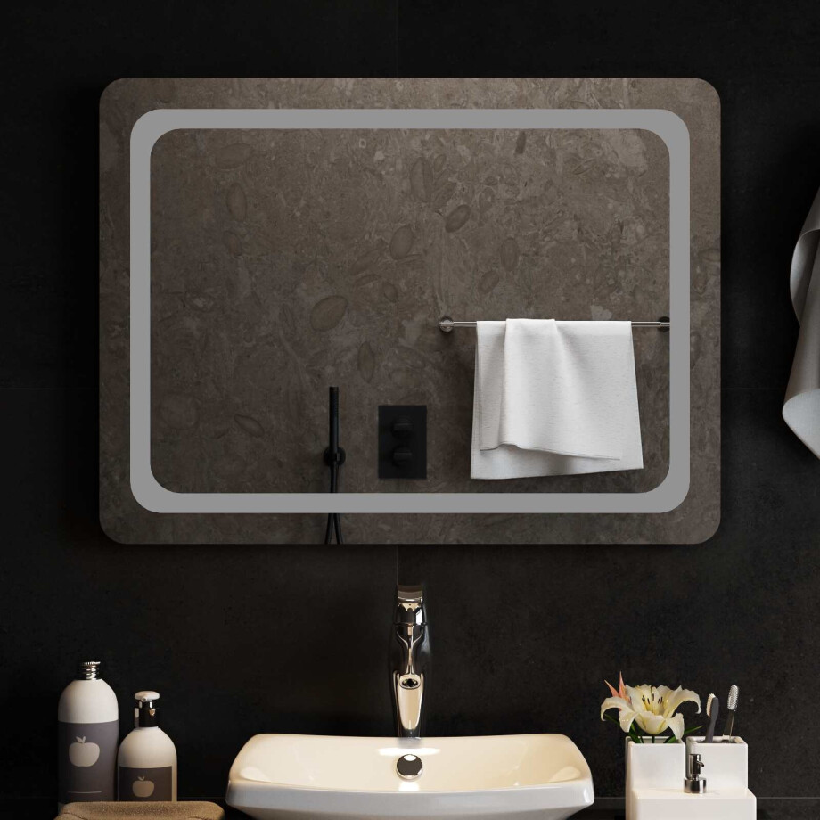 vidaXL LED Badkamer Spiegel Transparant 80 x 60 cm gehard glas vidaXL LED Badkamer Spiegel Transparant 80 x 60 cm gehard glas afbeelding 1