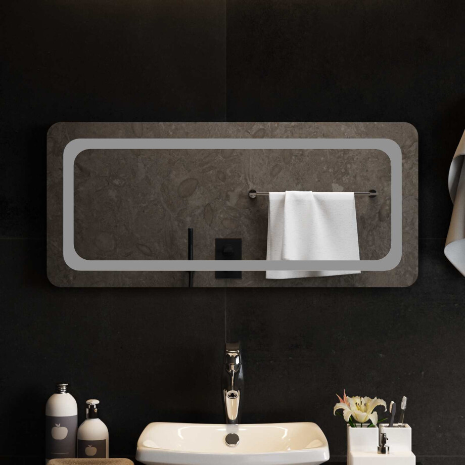 vidaXL LED Badkamer Spiegel Transparant 90 x 40 cm gehard glas afbeelding 1