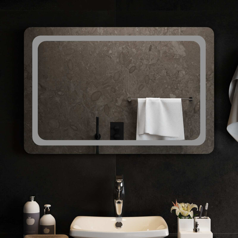 vidaXL LED Badkamer Spiegel Transparant 90 x 60 cm gehard glas afbeelding 1