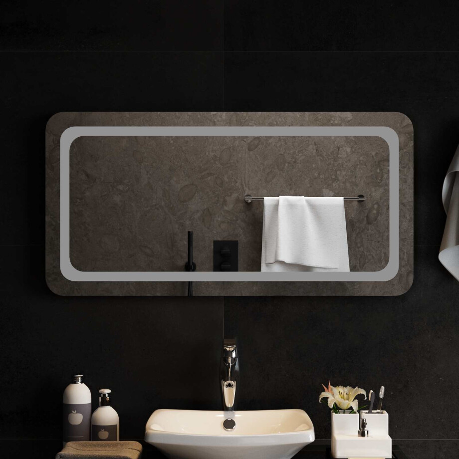 vidaXL LED Badkamer Spiegel Transparant 100 x 50 cm gehard glas afbeelding 1