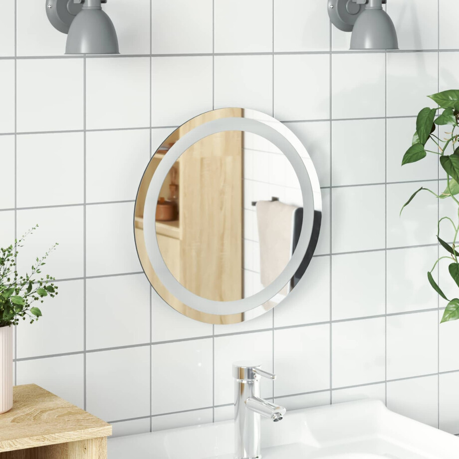 vidaXL LED Badkamer Spiegel Transparant Ø 40 cm gehard glas vidaXL LED Badkamer Spiegel Transparant Ø 40 cm gehard glas afbeelding 1