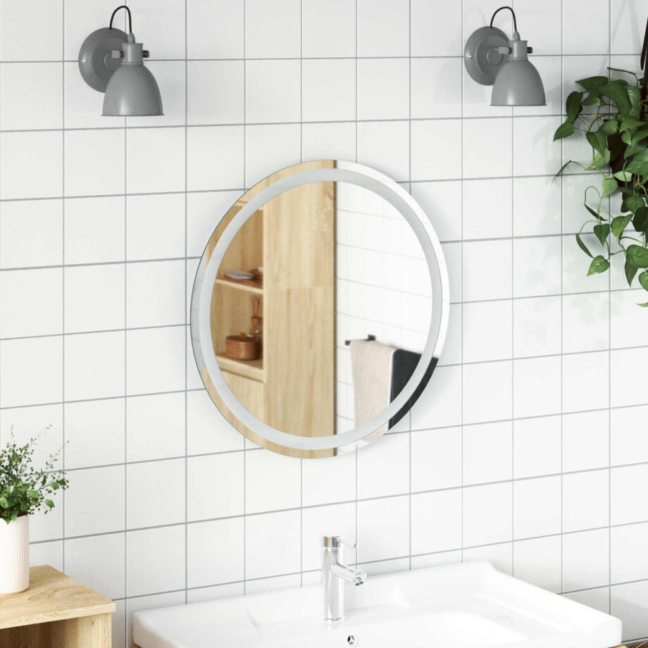 vidaXL LED Badkamer Spiegel Transparant Ø 60 cm gehard glas vidaXL LED Badkamer Spiegel Transparant Ø 60 cm gehard glas afbeelding 1