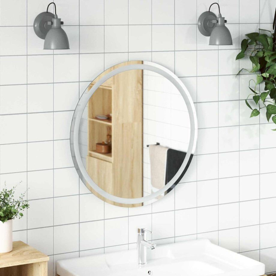 vidaXL LED Badkamer Spiegel Transparant Ø 70 cm gehard glas vidaXL LED Badkamer Spiegel Transparant Ø 70 cm gehard glas afbeelding 1