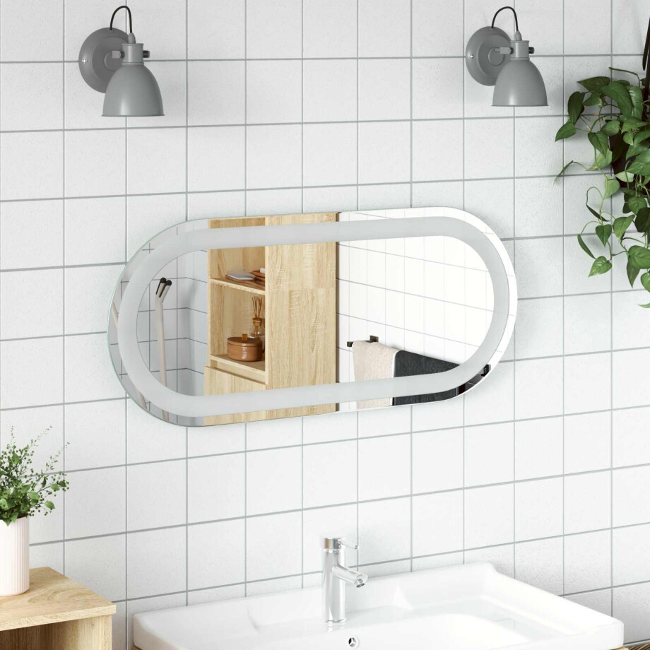 vidaXL LED Badkamer Spiegel Transparant 70 x 30 cm gehard glas afbeelding 1