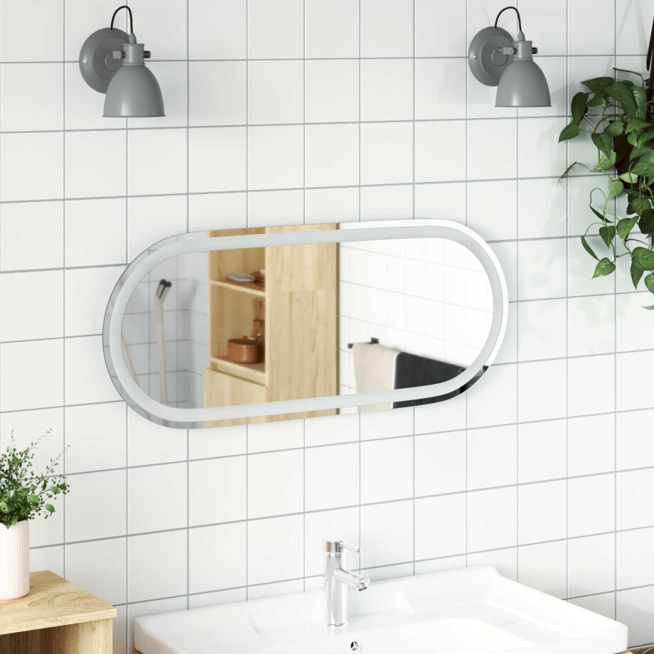 vidaXL LED Badkamer Spiegel Transparant 90 x 40 cm gehard glas afbeelding 1