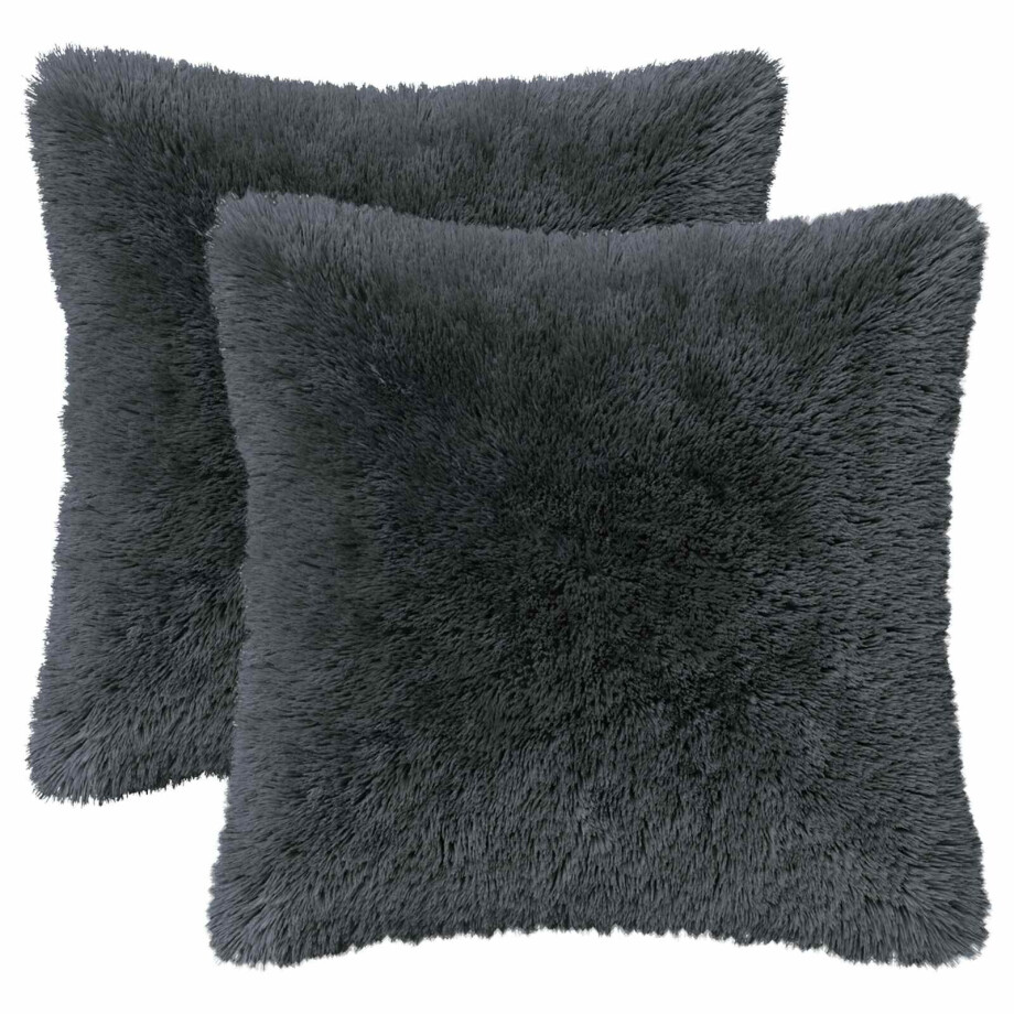 vidaXL Kussen met kussen HEERLEN 6 st Antraciet PV Fleece afbeelding 1