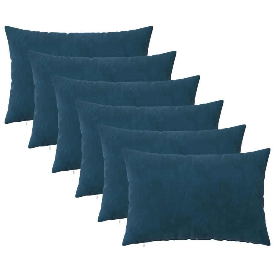 vidaXL Kussen met kussen HEERLEN 6 st Blauw fluweel afbeelding 1