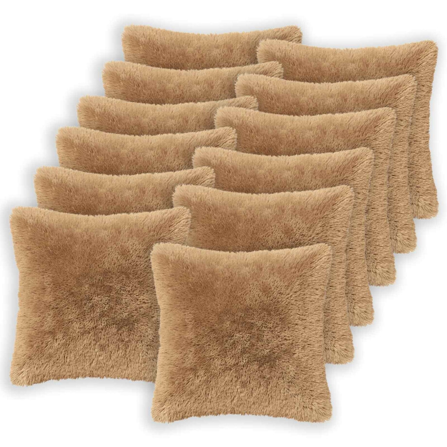 vidaXL Kussen met kussen HEERLEN 6 st Taupe PV Fleece afbeelding 1