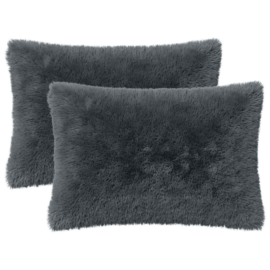 vidaXL Kussen met kussen HEERLEN 6 st Antraciet PV Fleece afbeelding 1
