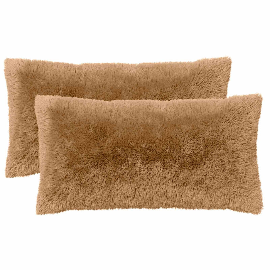 vidaXL Kussen met kussen HEERLEN 6 st Taupe PV Fleece afbeelding 1