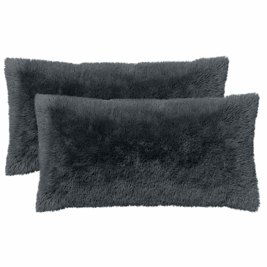 vidaXL Kussen met kussen HEERLEN 6 st Antraciet PV Fleece afbeelding 1