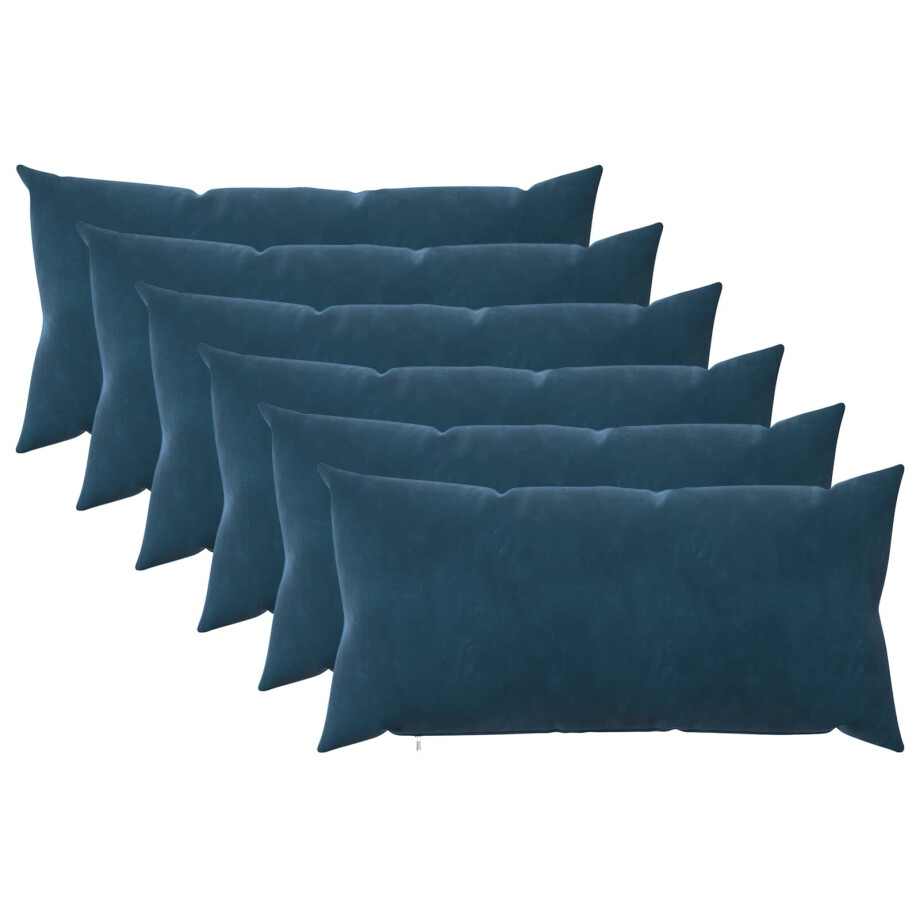 vidaXL Kussen met kussen HEERLEN 6 st Blauw fluweel afbeelding 1