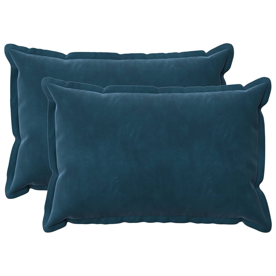 vidaXL Kussen met kussen HOUTEN 2 st Blauw fluweel afbeelding 1