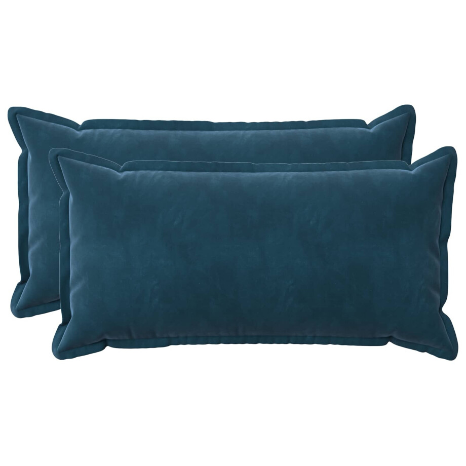 vidaXL Kussen met kussen HOUTEN 2 st Blauw fluweel afbeelding 1