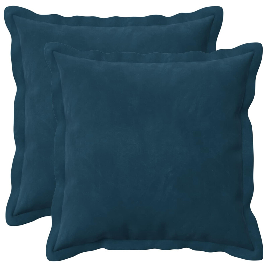 vidaXL Kussen met kussen HOUTEN 2 st Blauw fluweel afbeelding 1