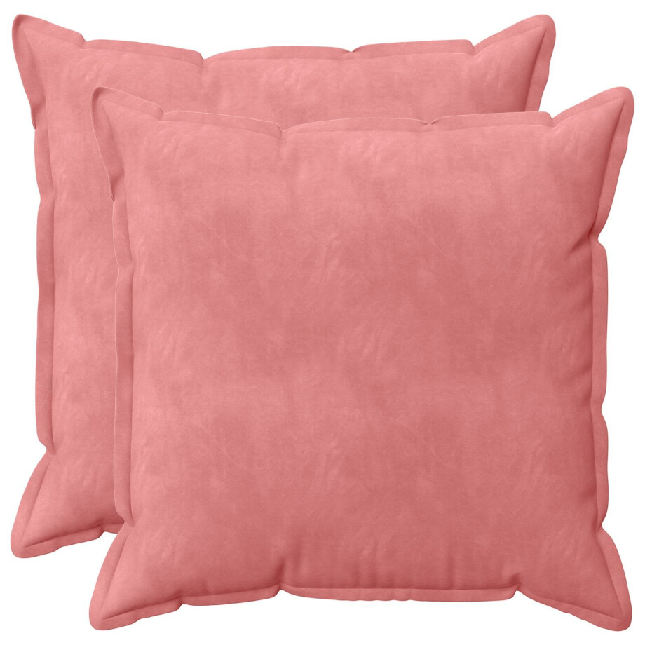 vidaXL Kussen met kussen HOUTEN 2 st Roze fluweel afbeelding 1