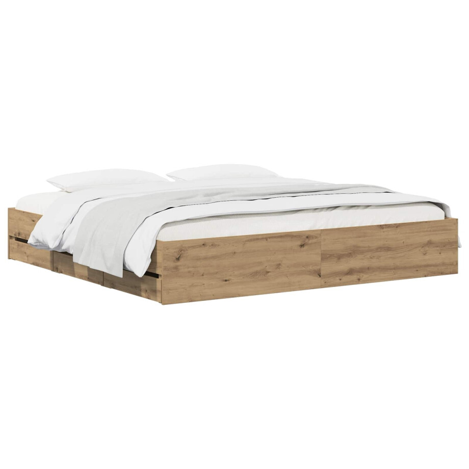 vidaXL Bedframe met opslag Artisanaal eiken 180 x 200 cm Bewerkt hout vidaXL Bedframe met opslag Artisanaal eiken 180 x 200 cm Bewerkt hout afbeelding 1