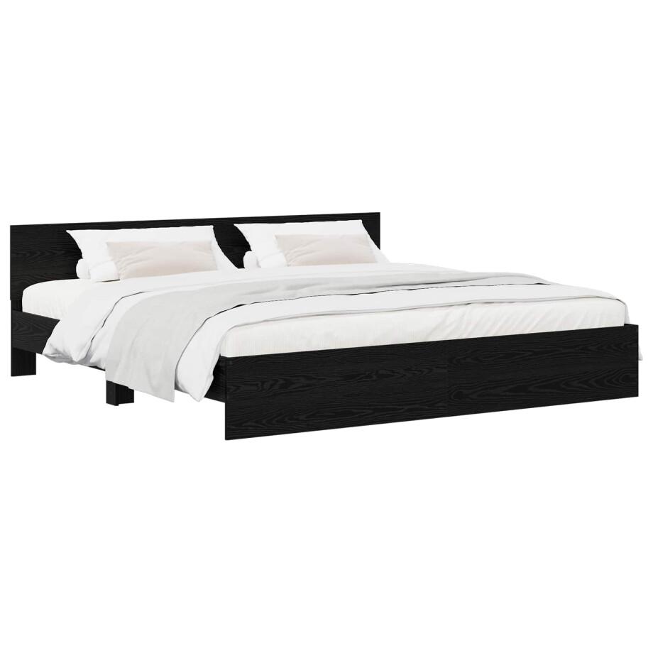 vidaXL Bedframe met Hoofdeinde Zwart eiken 200 x 200 cm Bewerkt hout vidaXL Bedframe met Hoofdeinde Zwart eiken 200 x 200 cm Bewerkt hout afbeelding 1