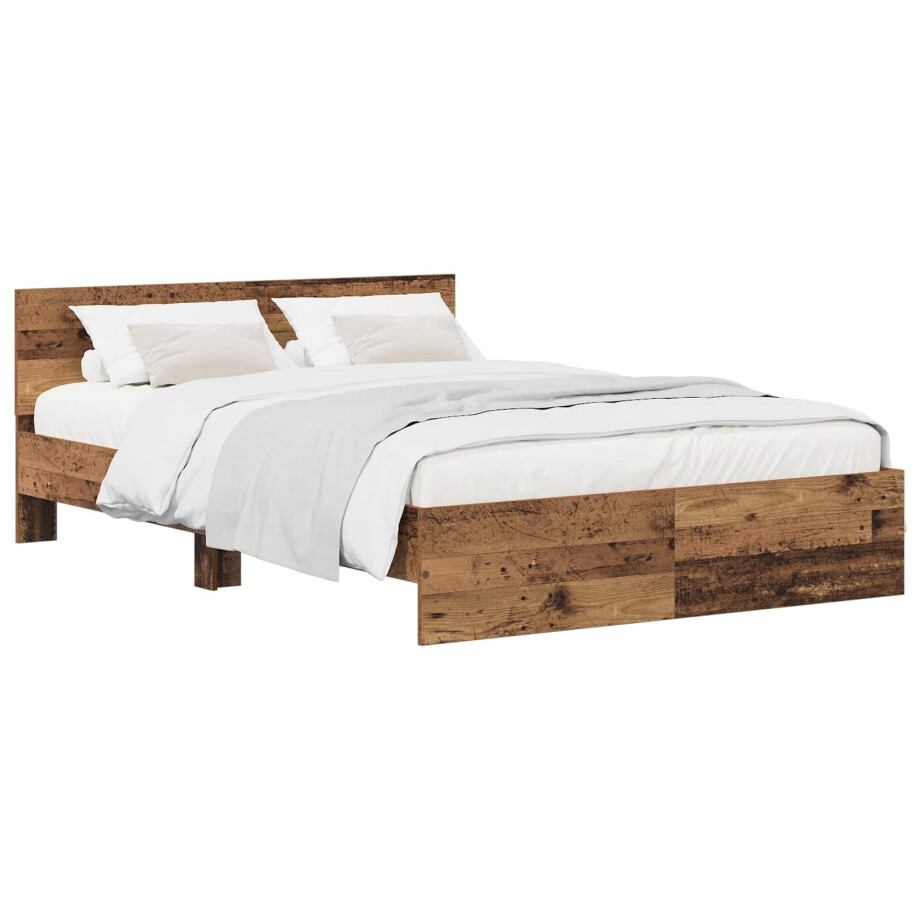vidaXL Bedframe met Hoofdeinde Oud hout 140 x 200 cm Bewerkt hout vidaXL Bedframe met Hoofdeinde Oud hout 140 x 200 cm Bewerkt hout afbeelding 1