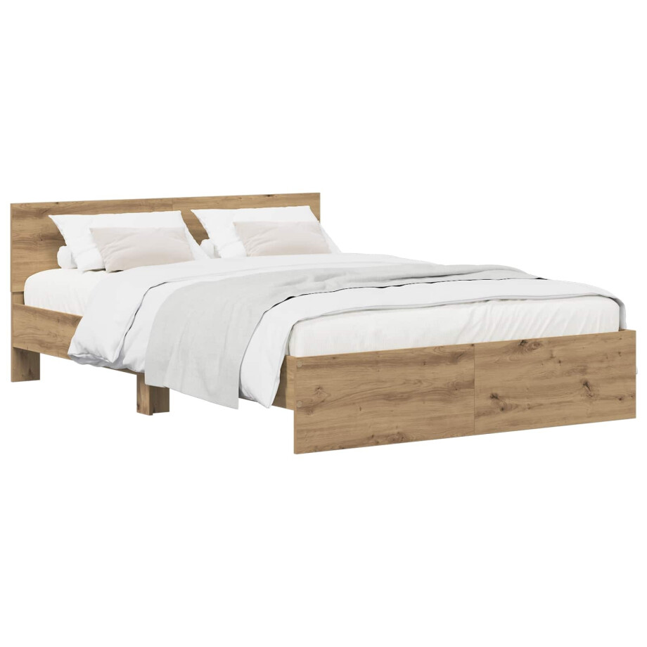 vidaXL Bedframe met Hoofdeinde Artisanaal eiken 135 x 190 cm vidaXL Bedframe met Hoofdeinde Artisanaal eiken 135 x 190 cm afbeelding 1