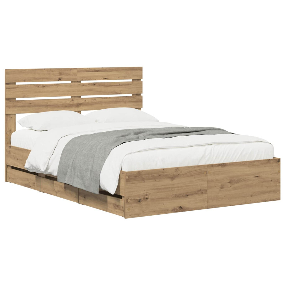 vidaXL Bed Frame with Storage and Headboard Artisan Oak 120 x 200 cm afbeelding 1