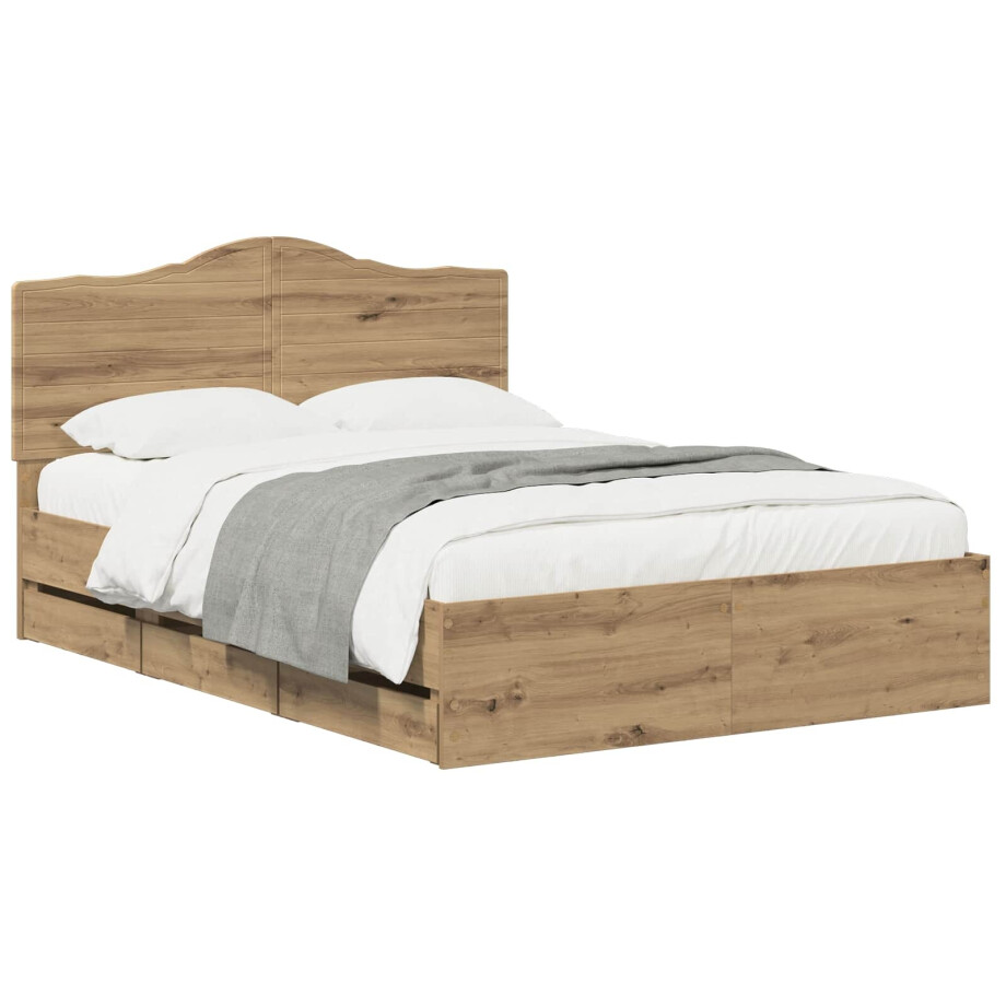vidaXL Bed Frame with Storage and Headboard Artisan Oak 140 x 190 cm afbeelding 1