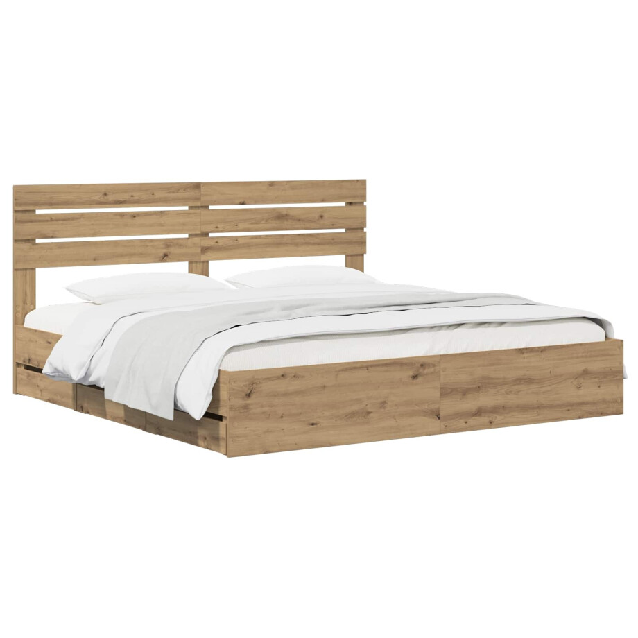 vidaXL Bed Frame with Storage and Headboard Artisan Oak 180 x 200 cm afbeelding 1