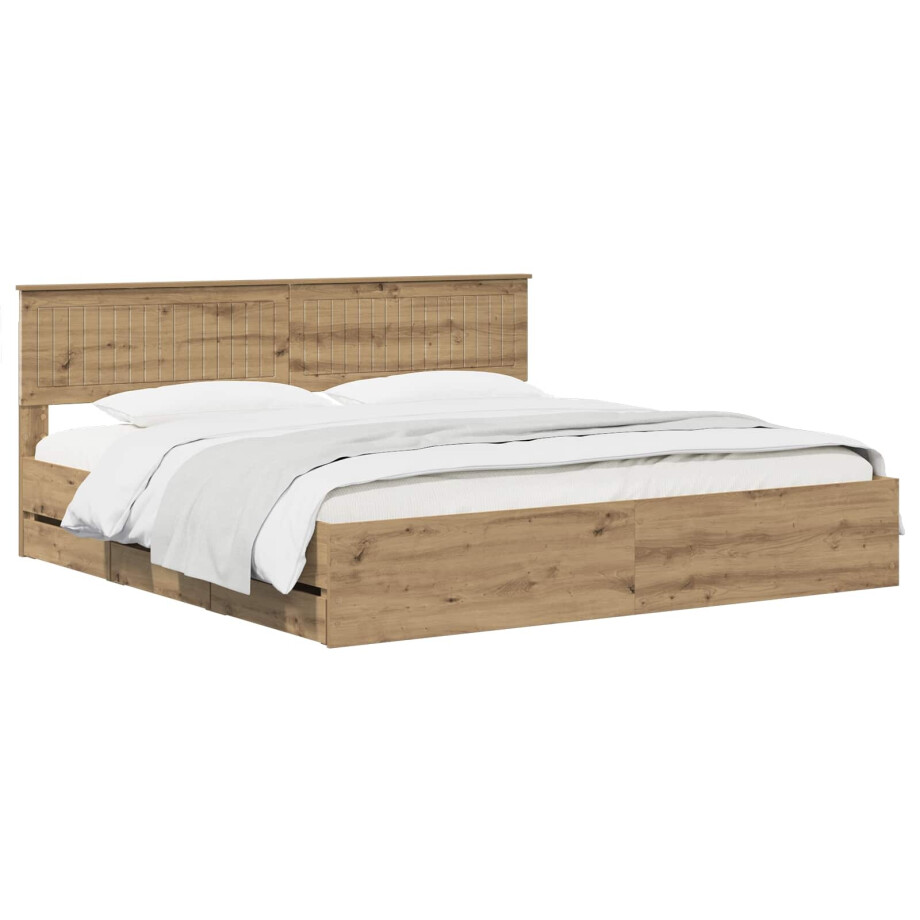 vidaXL Bed Frame with Storage and Headboard Artisan Oak 180 x 200 cm afbeelding 1