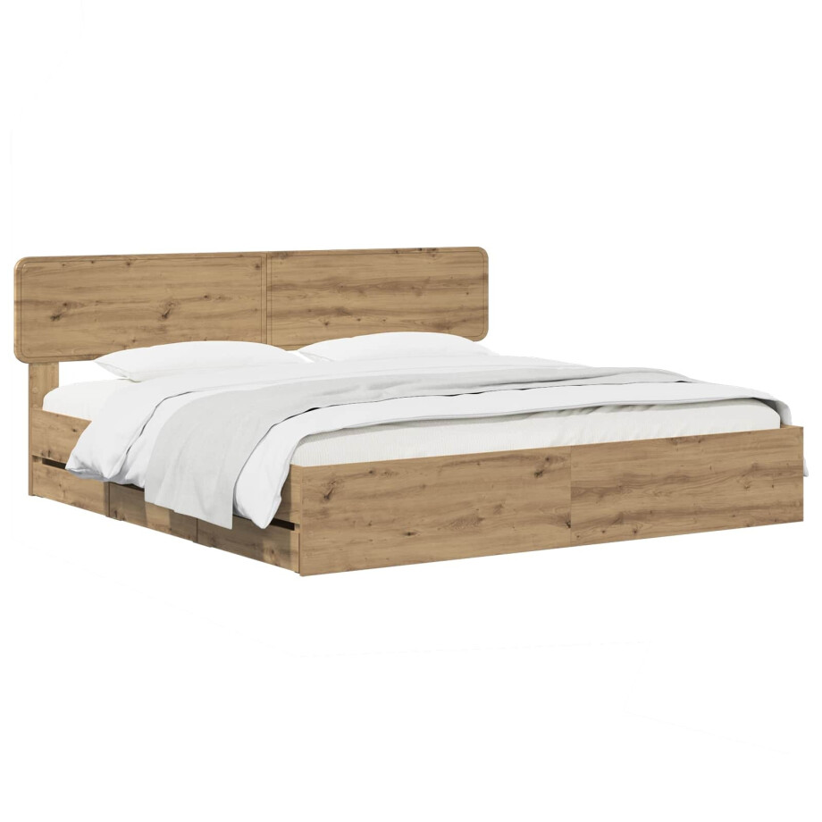 vidaXL Bed Frame with Storage and Headboard Artisan Oak 180 x 200 cm afbeelding 1